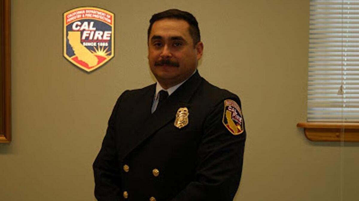 Cal Fire released this photo of Division Chief John Paul Melendrez in 2012 when he was promoted to lead a camp in Inyo County that trains prison inmates for work fighting wildfires. In 2016, the department investigated complaints that he “verbally attacked” employees.