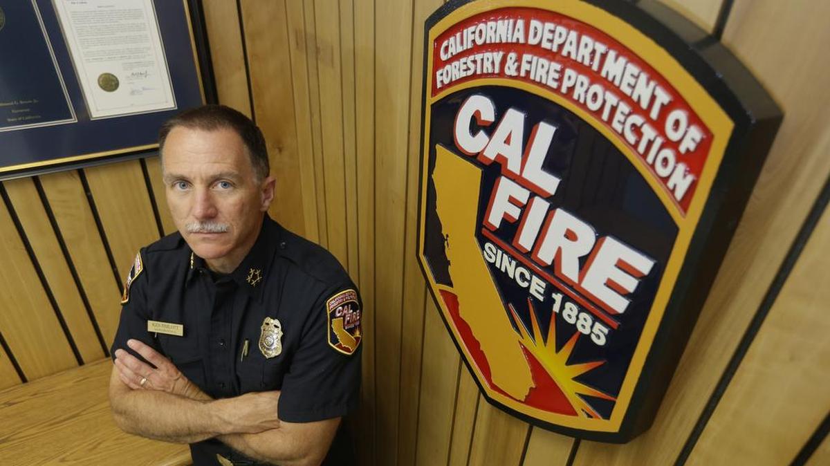 Cal Fire Director Ken Pimlott poses in Cal Fire headquarters in Sacramento.