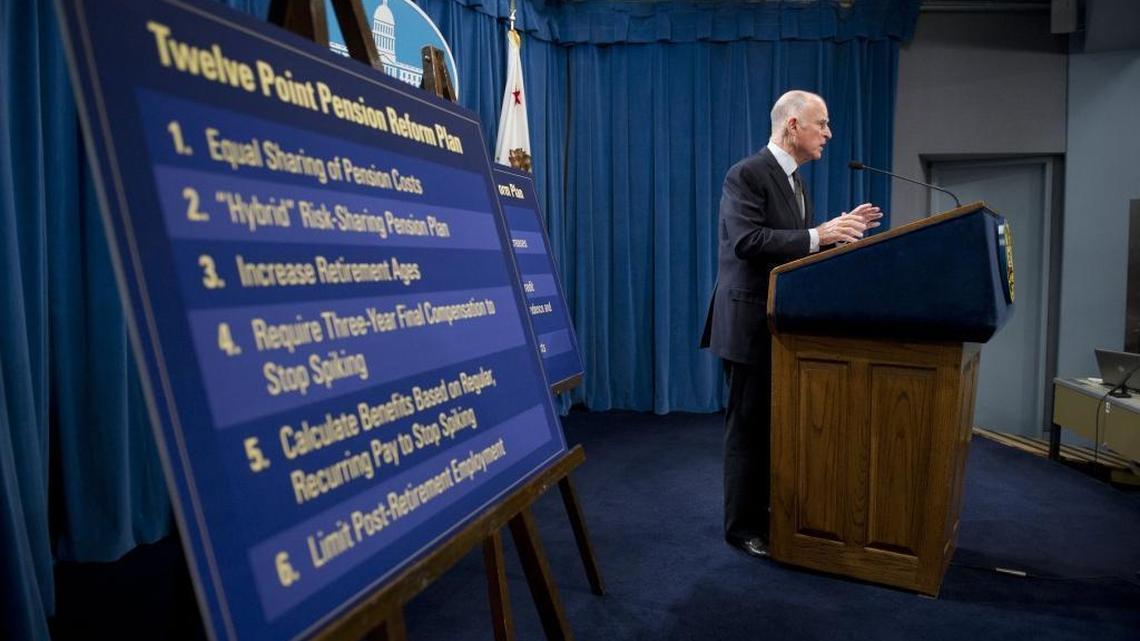 Gov. Jerry Brown in 2011 advanced a 12-point pension reform plan. Lawmakers adopted much of it in a law he signed the following year. Brown’s legal office in November 2017 took over the state’s defense of the law against a state worker lawsuit that challenges part of it.