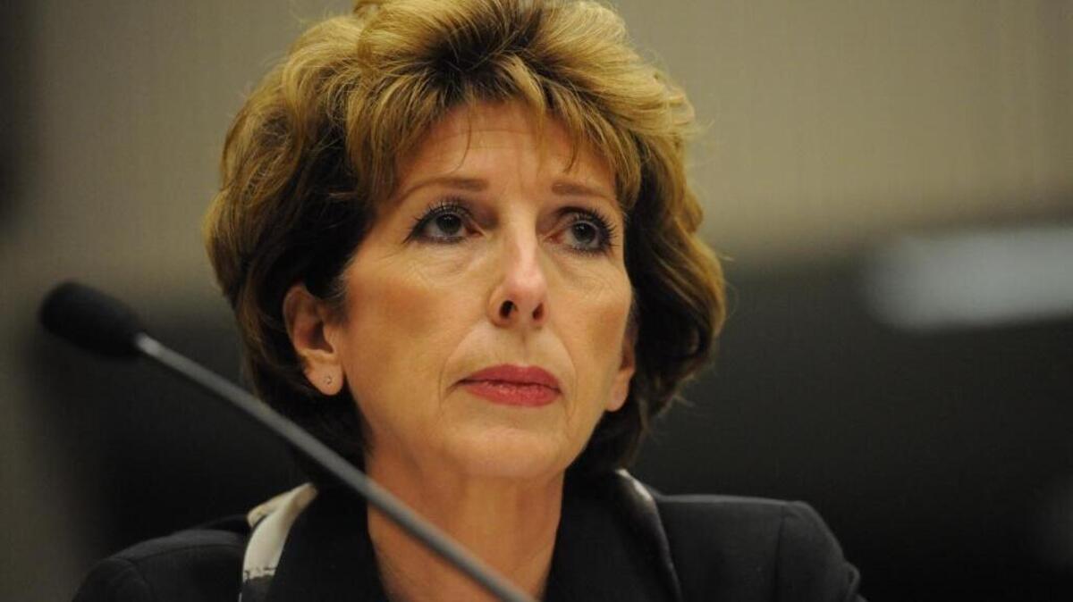 UC Davis Chancellor Linda Katehi listens to former Supreme Court Justice Cruz Reynoso during an Assembly committee to review the pepper-spraying incident at UC Davis on Tuesday, May 15, 2012.