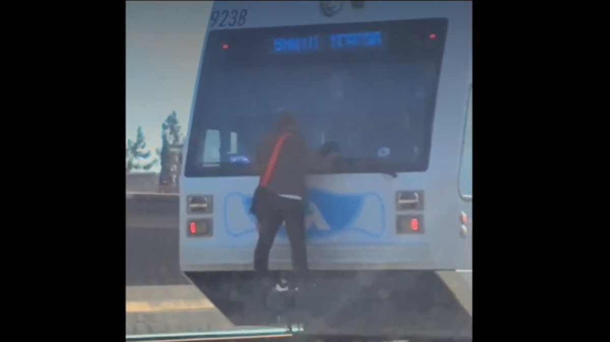 A video of someone clinging to the back of a moving San Jose commuter train will be investigated, a California transit agency says.