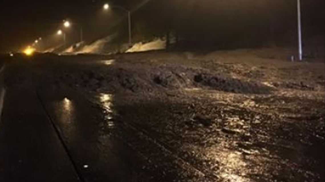 Mudslide blocking all lanes of westbound Interstate 80 near Truckee.