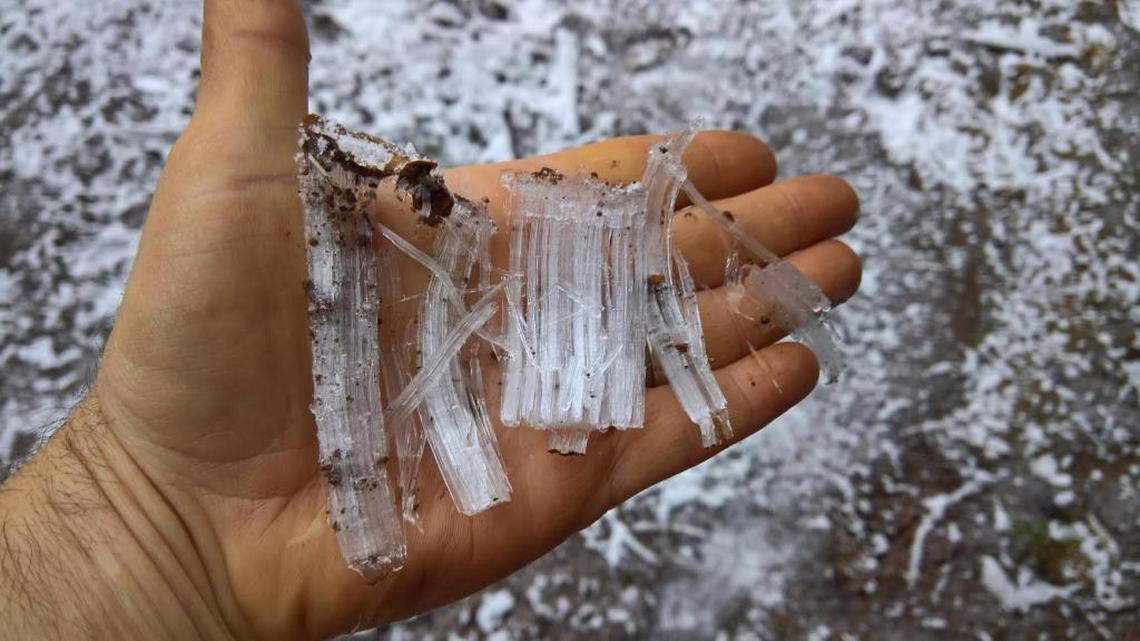 A handful of ice needles.