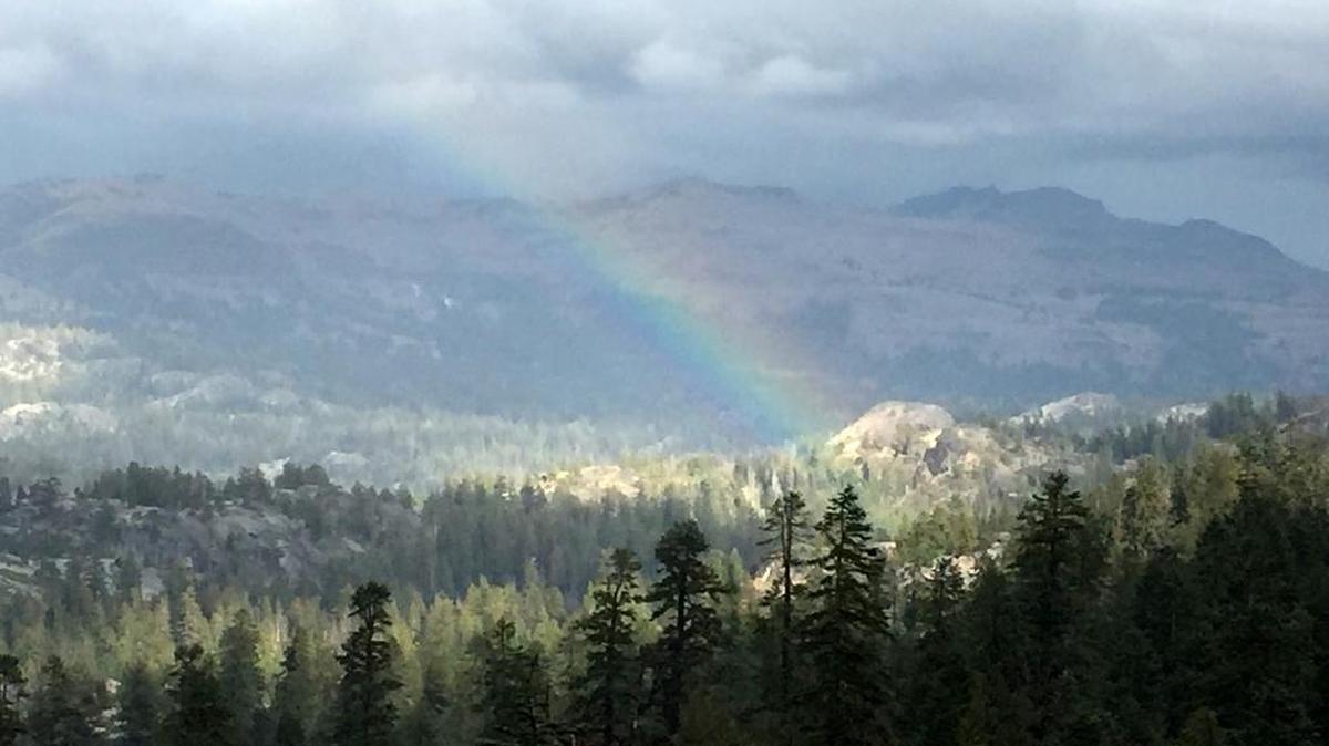
A break in the storm clouds reveals a rainbow Friday along Highway 88 near Kirkwood.
