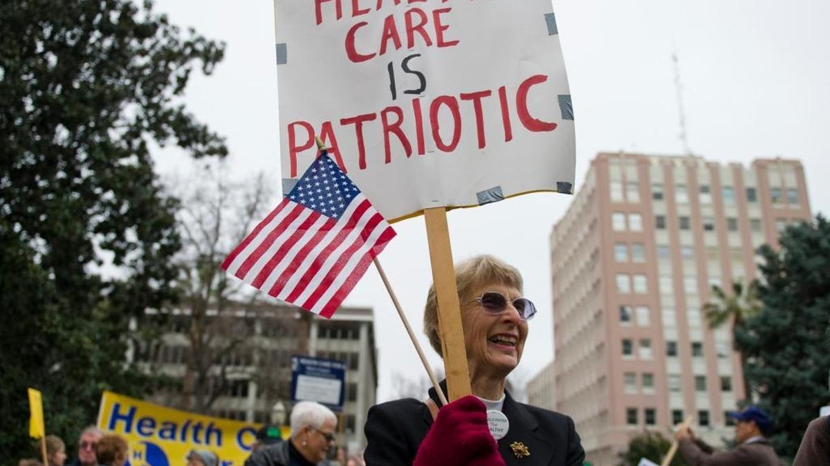 “Single payer is the only way it will work,” said Roberta Kemp of San Rafael, as she demonstrated in January in support of single-payer, universal health care. California, she added, must “lead the way.”
