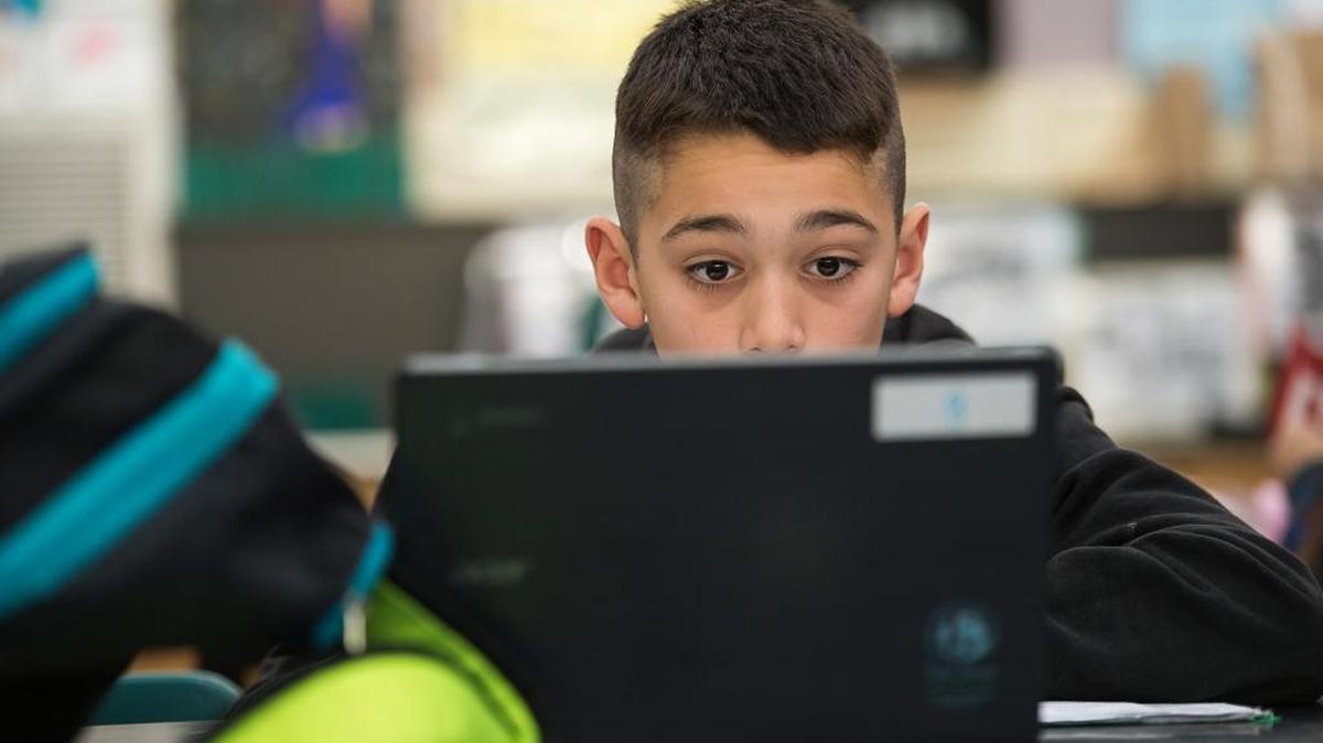 Andrew Baloejos studies his science vocabulary at John Barrett Middle School in Carmichael, Calif. on Monday December 4, 2017. Reforms devised by Gov. Jerry Brown during the recession have vastly improved funding for public schools.