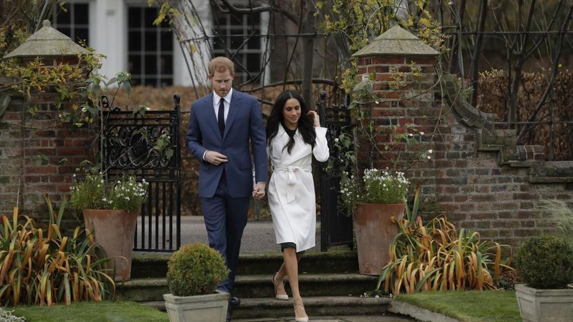 Britain’s Prince Harry and his fiancée Meghan Markle pose for photographers outside Kensington Palace in London on Monday. She has called Trump “divisive” and “misogynistic,” and Trump’s retweeting of a British right-wing group’s anti-Muslim propaganda has further strained the so-called “special relationship” between the U.K. and the U.S.