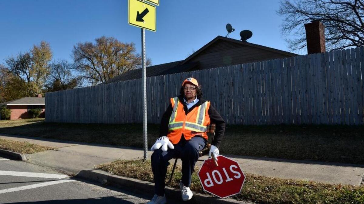 Without the pension she lost when McDonnell-Douglas closed its Tulsa plant in 1994 to cut retirement expenses, former employee Ruby Oakley, 74, now works five days a week for minimum wage as a crossing guard to supplement her Social Security.