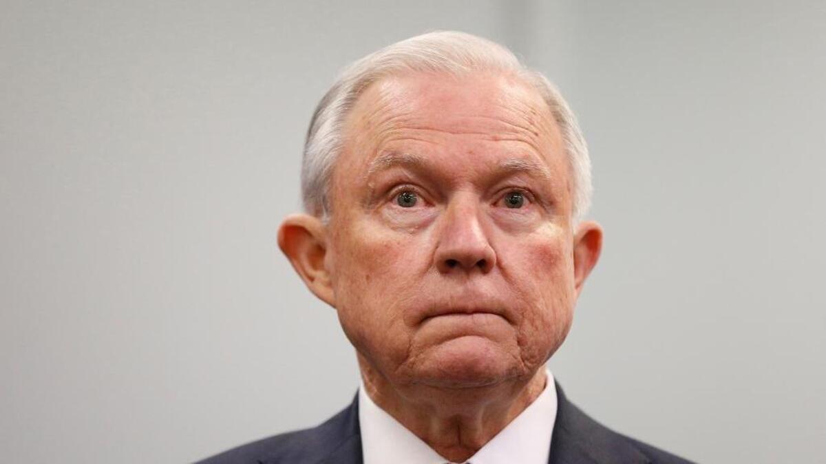Attorney General Jeff Sessions waits to speak at the U.S. Attorney's office on Friday, July 21, 2017 in Philadelphia. Trump’s invective about Sessions has suggested an effort to pressure the attorney general into resigning with a possible eye toward replacing him and ending the Justice Department investigation into Russian meddling in the 2016 election. (David Maialetti/Philadelphia Inquirer/TNS)