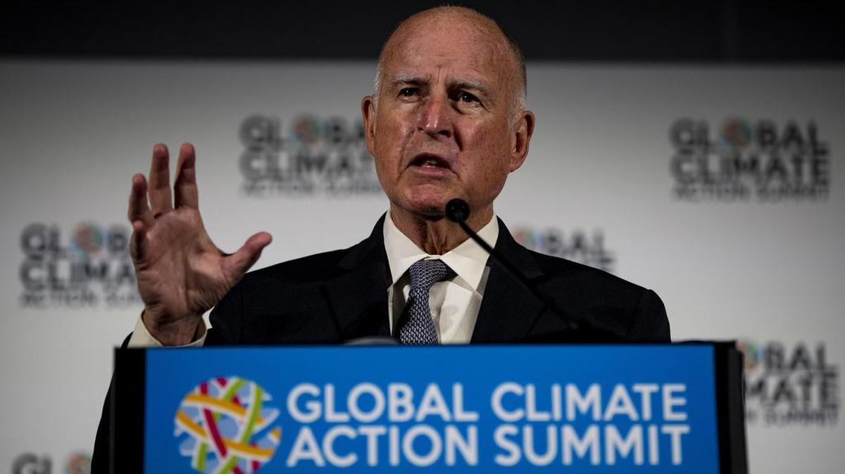 Gov. Jerry Brown speaks at the Global Climate Action Summit in San Francisco on Sept. 13. The governor has been recognized as an international leader on climate change policy.