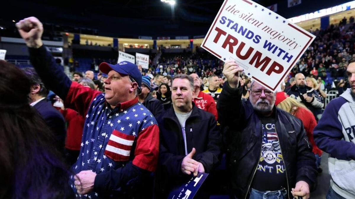 Donald Trump draws a crowd Monday during a campaign stop in Lowell, Mass.