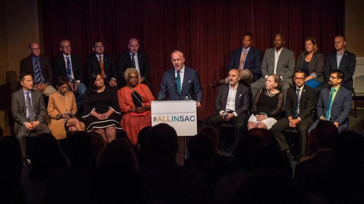 Sacramento Mayor Darrell Steinberg announces in June 2018 that he will ask voters to raise the city’s sales tax 1 percentage point through a November ballot measure. Sacramento’s proposed tax increase is among more than 100 on local ballots in California this year.