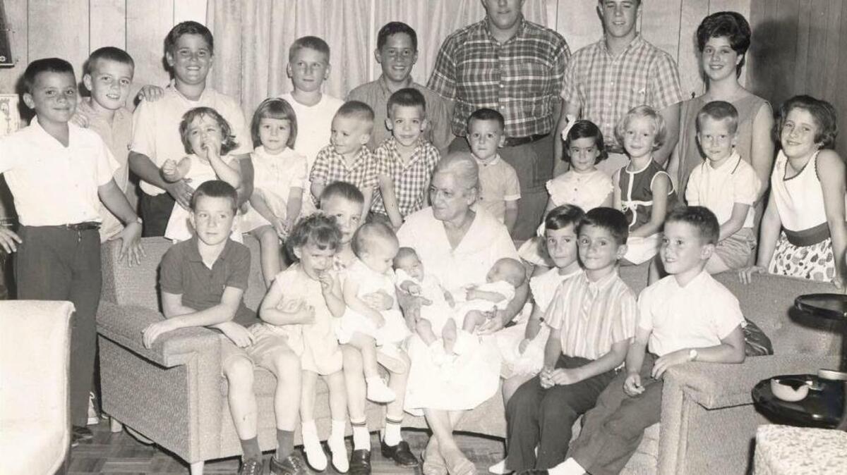 Inez Favre with her grandchildren in 1965.