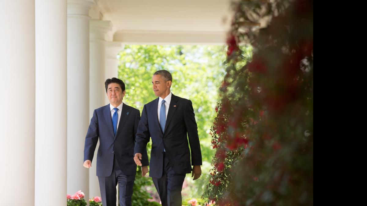 
President Barack Obama and Japanese Prime Minister Shinzo Abe walk to the Rose Garden of the White House on Tuesday for a joint news conference. For the past decade, Japan has seen its population dropping steadily, and that’s a problem.

