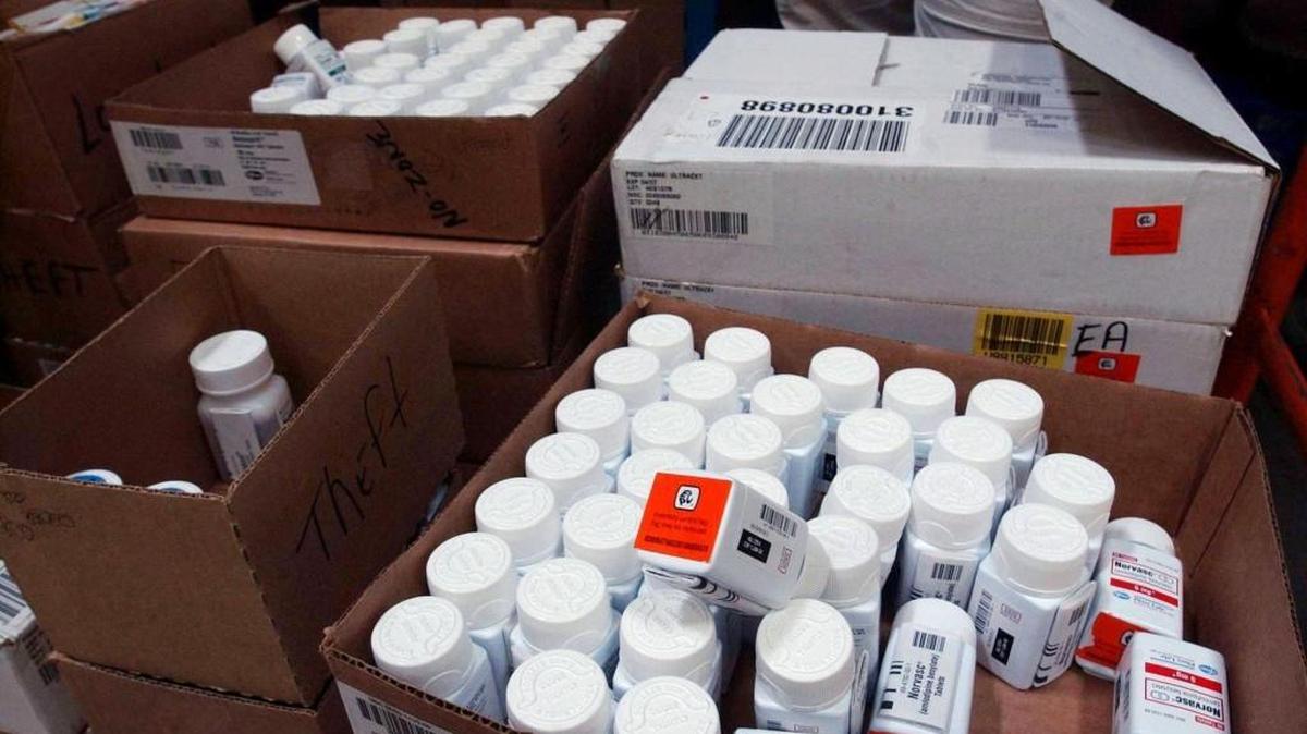 Medical bottles baring tracking codes are shown in a McKesson distribution center. Headquartered in San Francisco, McKesson is California’s second richest company behind Apple, but has a much lower profile.