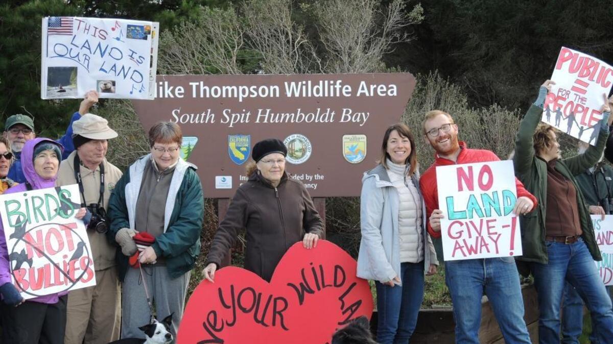Members of Arcata’s Environmental Protection Information Center and other groups staged an hour-long occupation of Mike Thompson Wildlife Area near Eureka to protest the seizure of the Malheur National Wildlife Refuge in Oregon.