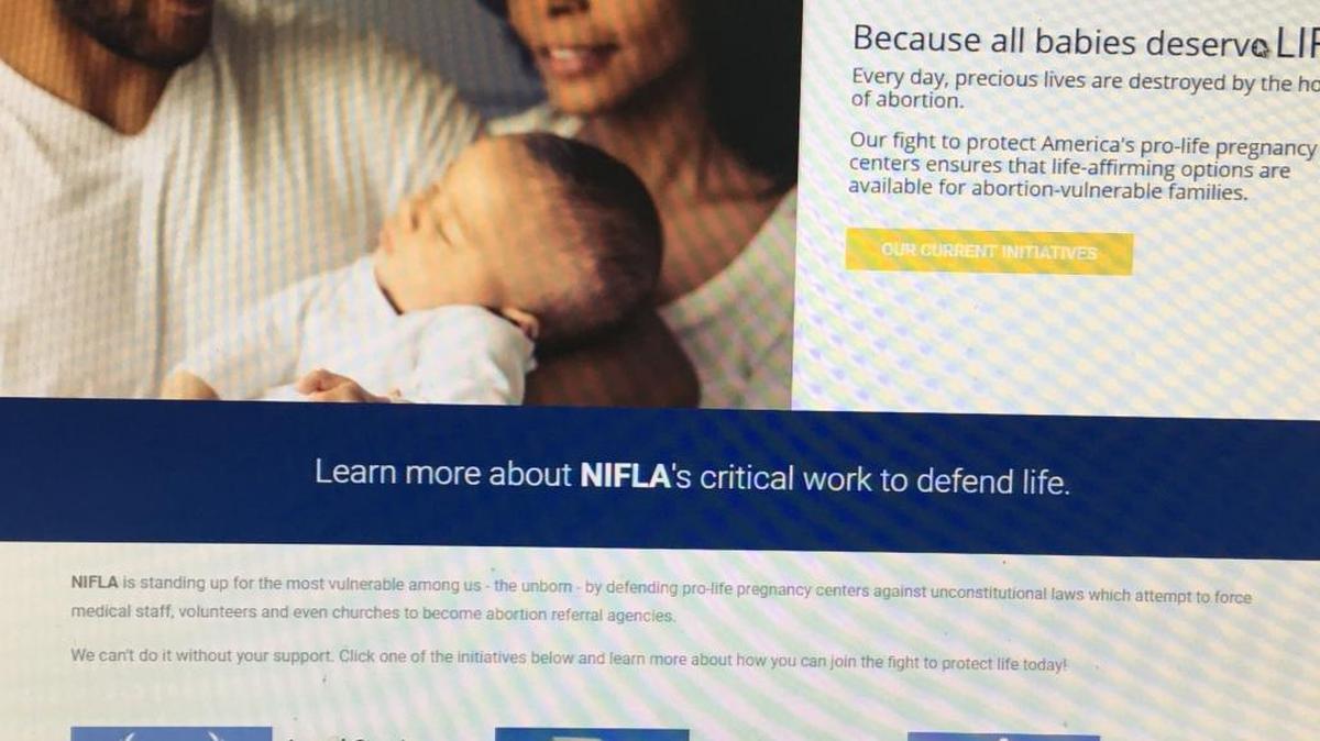 The web site for the National Institute of Family and Life Advocates, plaintiff in the lawsuit.