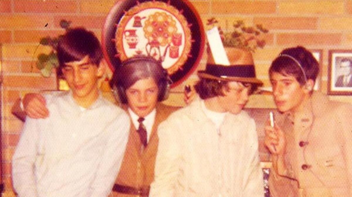 Jack Ohman, second from left, trick-or-treating as Walter Cronkite with boyhood pals.