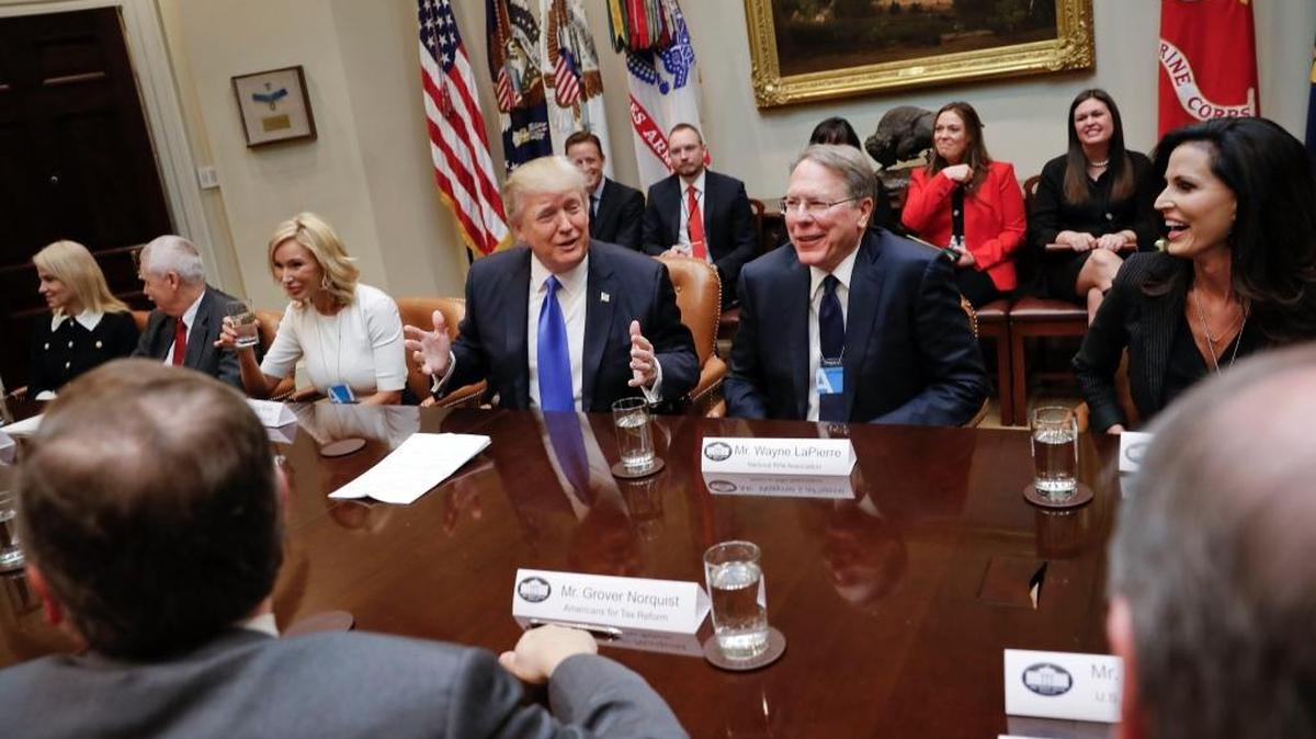 President Donald Trump with National Rifle Associations (NRA) Executive Vice President and Chief Executive Officer Wayne LaPierre.