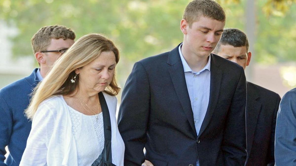 Brock Turner, 20, right, makes his way to Santa Clara Superior Court. He was convicted of attempted rape and sexual penetration with a foreign object.