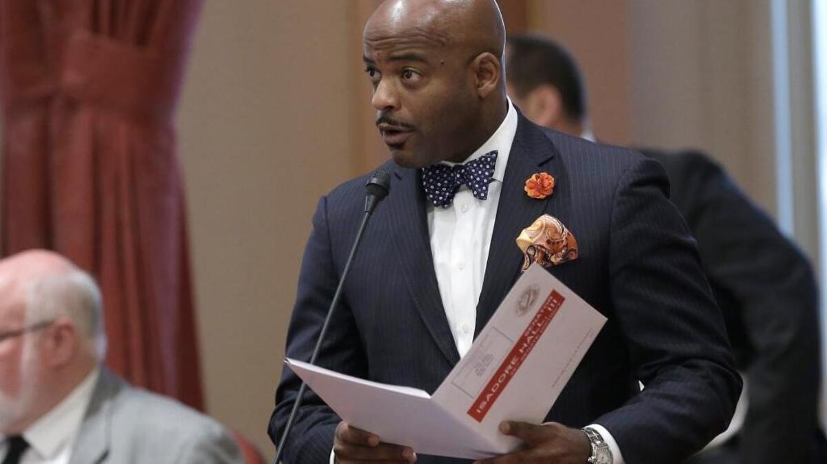 
Sen. Isadore Hall, D-Compton, pushed a resolution denouncing Donald Trump that could further encourage him.
