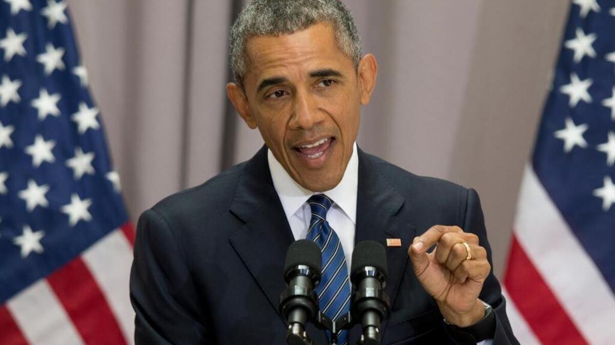 
President Barack Obama speaks about the nuclear deal with Iran at American University in Washington, D.C., on Wednesday. 

