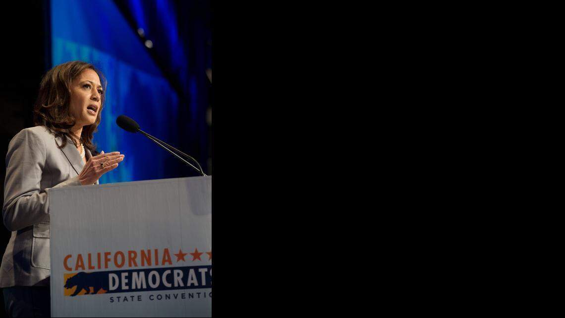 
California Attorney General Kamala Harris speaks to the crowd during the California Democratic Convention at the Sacramento Convention Center in Sacramento in  April 2013. Law enforcement authorities other than Harris are sounding the alarm that Proposition 47 could be responsible for a drastic reduction in the number of DNA samples being collected for analysis.

