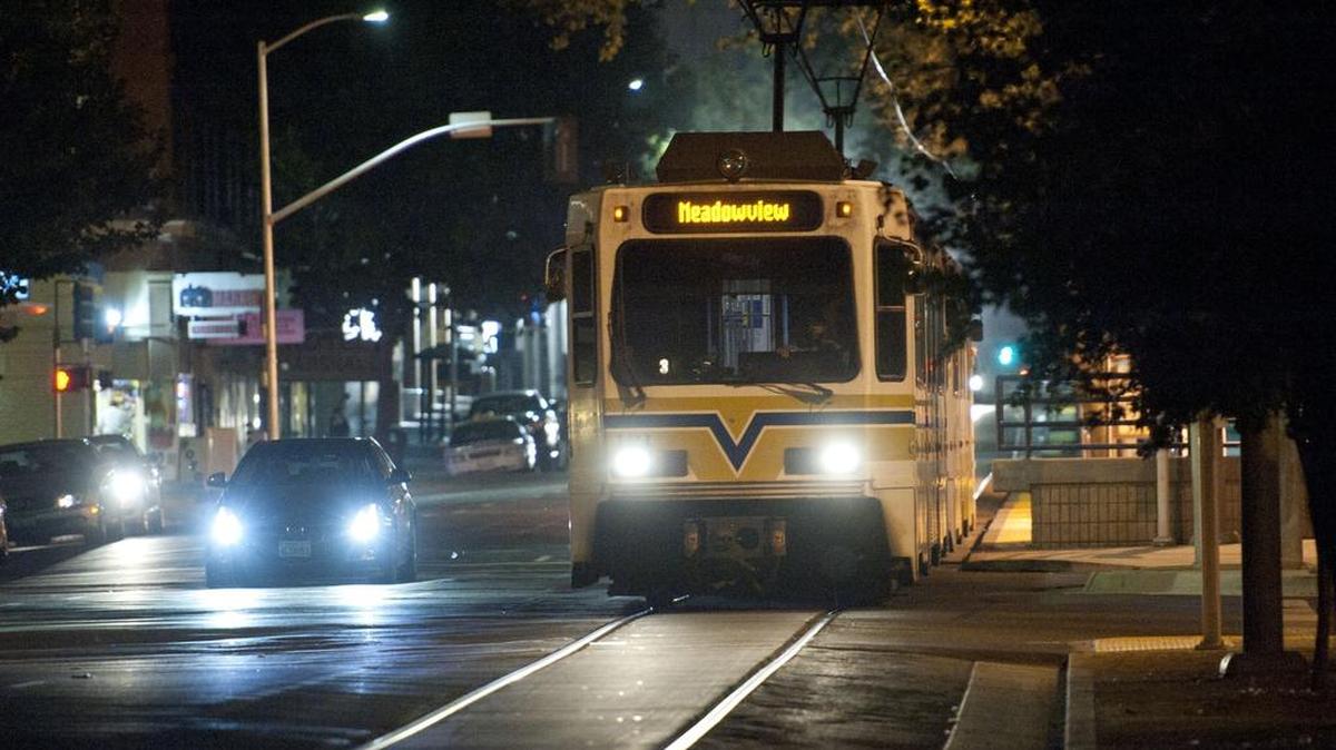 
A Regional Transit light-rail train travels in downtown Sacramento. The Kings and Republic FC have launched a social media campaign to improve service.
