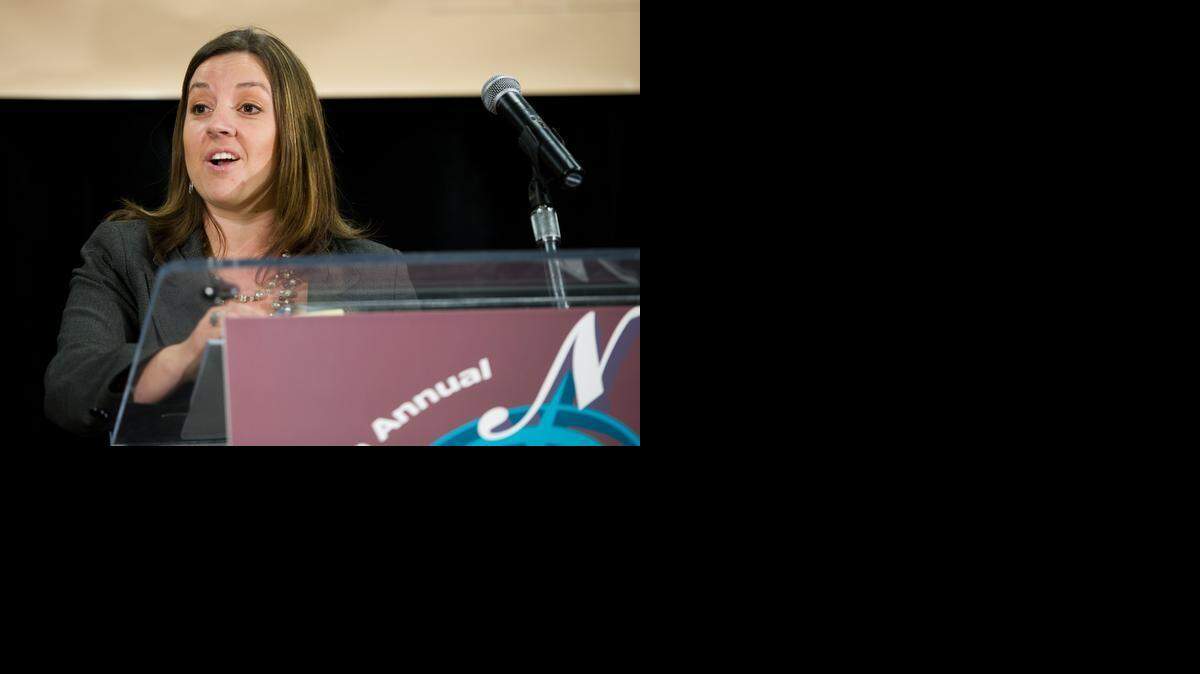 
Councilwoman Angelique Ashby announces an earlier deal for a new arena during the State of Natomas luncheon in February 2012. She’s now pushing for a more definite timetable to redevelop the Sleep Train Arena site once the new downtown arena opens in 2016.
