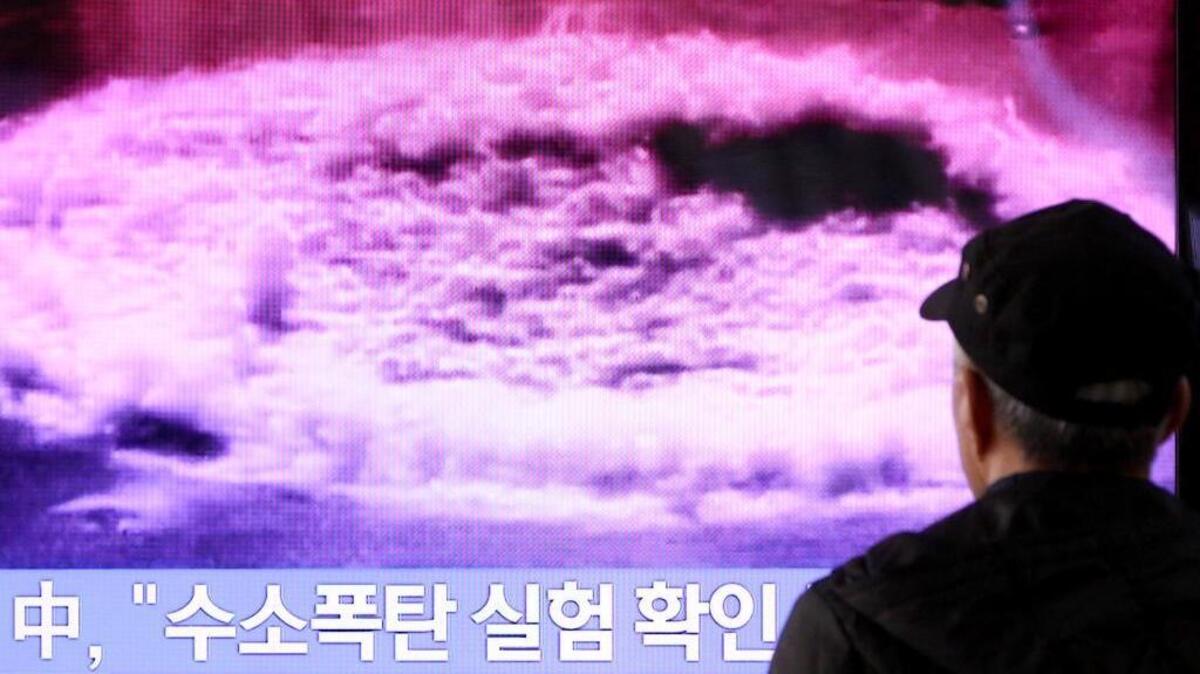 A man in Seoul, South Korea, watches a television news broadcast on North Korea’s nuclear test on Wednesday.