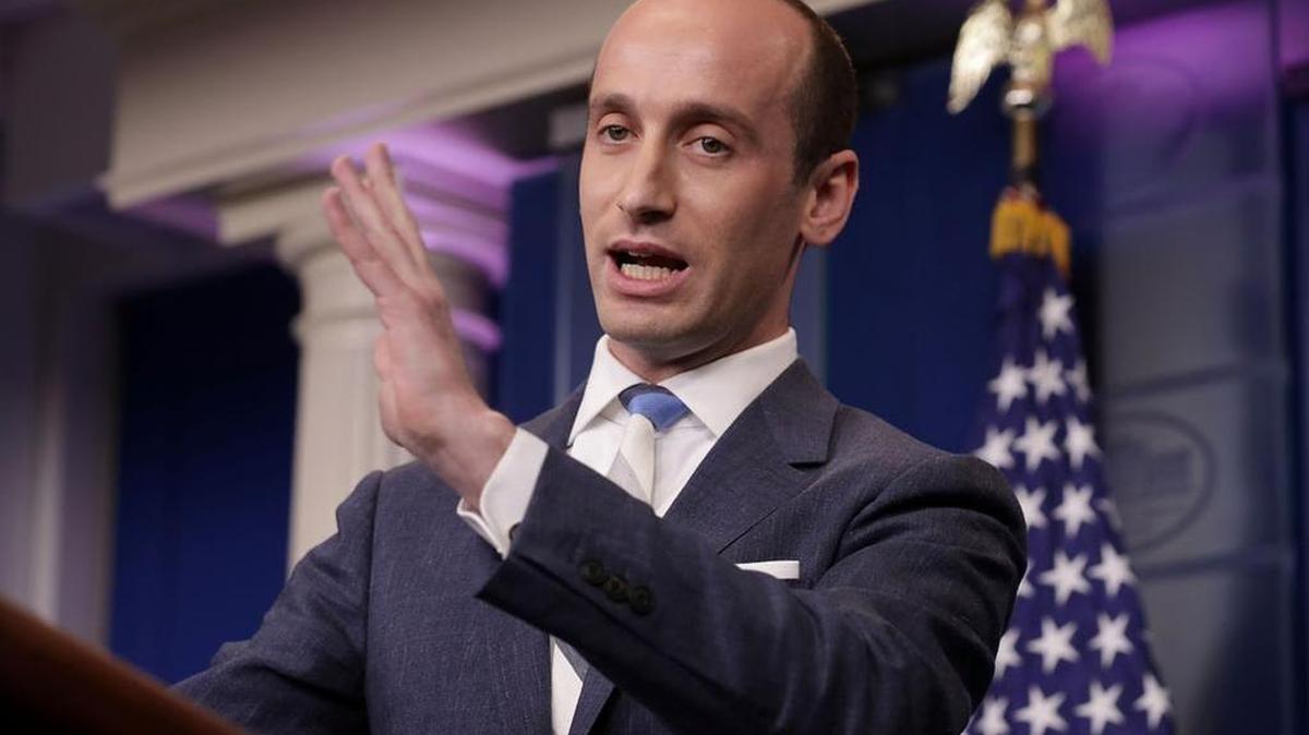 Trump senior adviser Stephen Miller, shown here in 2017 briefiing reporters on immigration policy, describes the “zero tolerance” separation of migrant families as “a simple decision.”