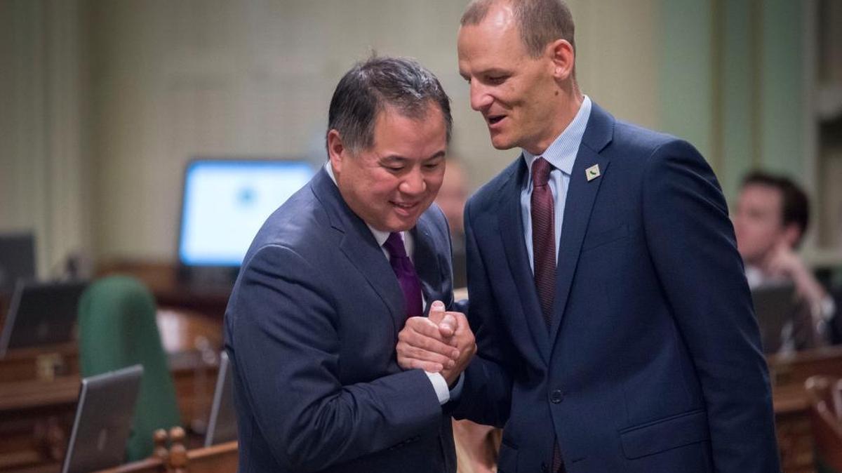 Democratic Assemblymen Phil Ting of San Francisco and Kevin McCarty of Sacramento in 2017.