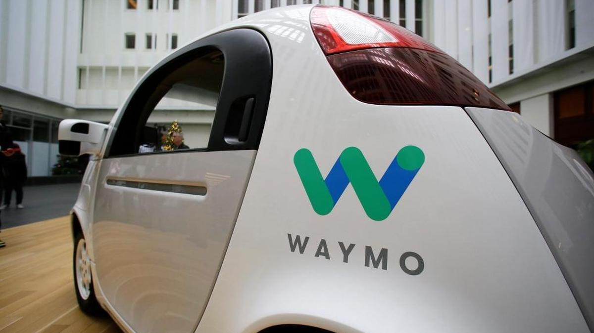 A Waymo self-driving car is shown in San Francisco.