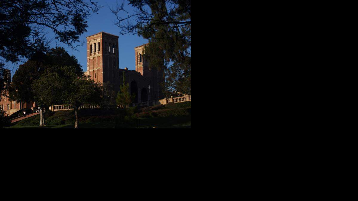 
Royce Hall towers over the UCLA campus in Westwood, where tuition could rise 5 percent a year for the next five years if the University of California system does not receive more state funding.
