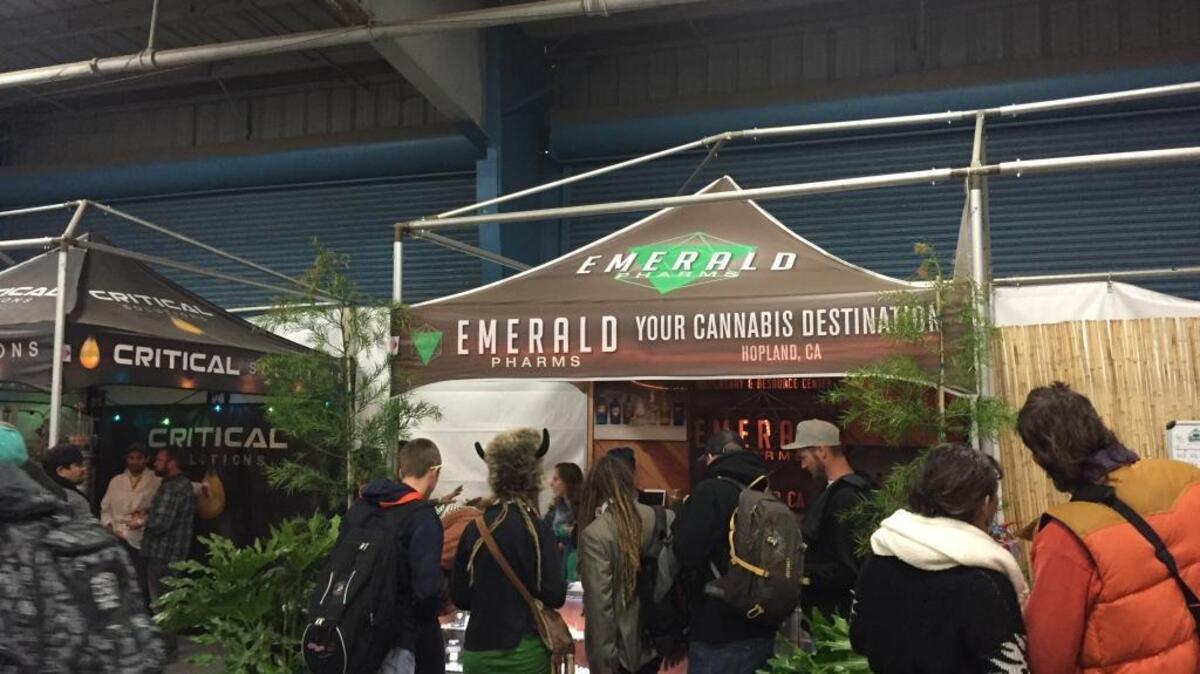 People navigate a hall at The Emerald Cup at the Sonoma County Fairgrounds in Santa Rosa. The event, billed as the “Oscars of the outdoor cannabis industry,” brings together medical marijuana growers from California’s Emerald Triangle to show off and sell their products.