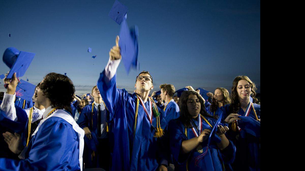 
Celebration at Folsom High School’s 2014 commencement. More than 95 percent of seniors passed the high school exit exam, which some hope to scrap.
