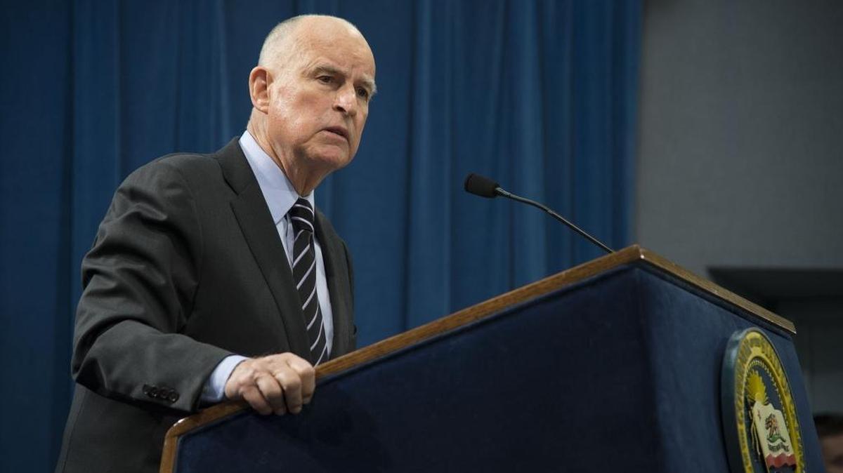 Gov. Jerry Brown talks about his revised budget plan, noting that an economic downturn is coming during a press conference at the Capitol on May 11, 2017 in Sacramento.