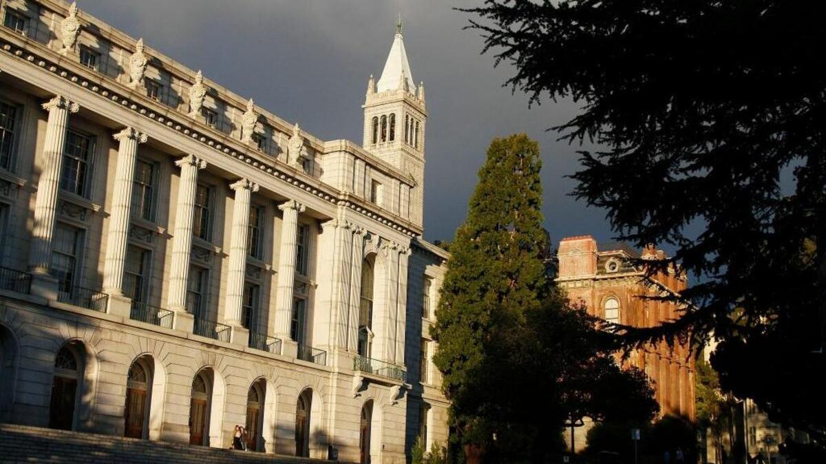Late light falls on the University of California, Berkeley, campus. UC officials have proposed limiting nonresident enrollment to 20 percent of all undergraduate students, in an effort to prioritize in-state applicants.
