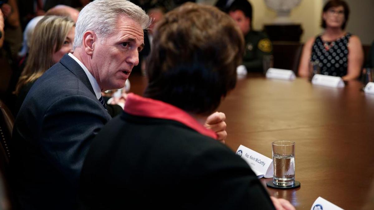 House Majority Leader Kevin McCarthy of Bakersfield speaks during a roundtable on California immigration policy at the White House on May 16. McCarthy is helping fund a November ballot measure to repeal a state gas tax increase.