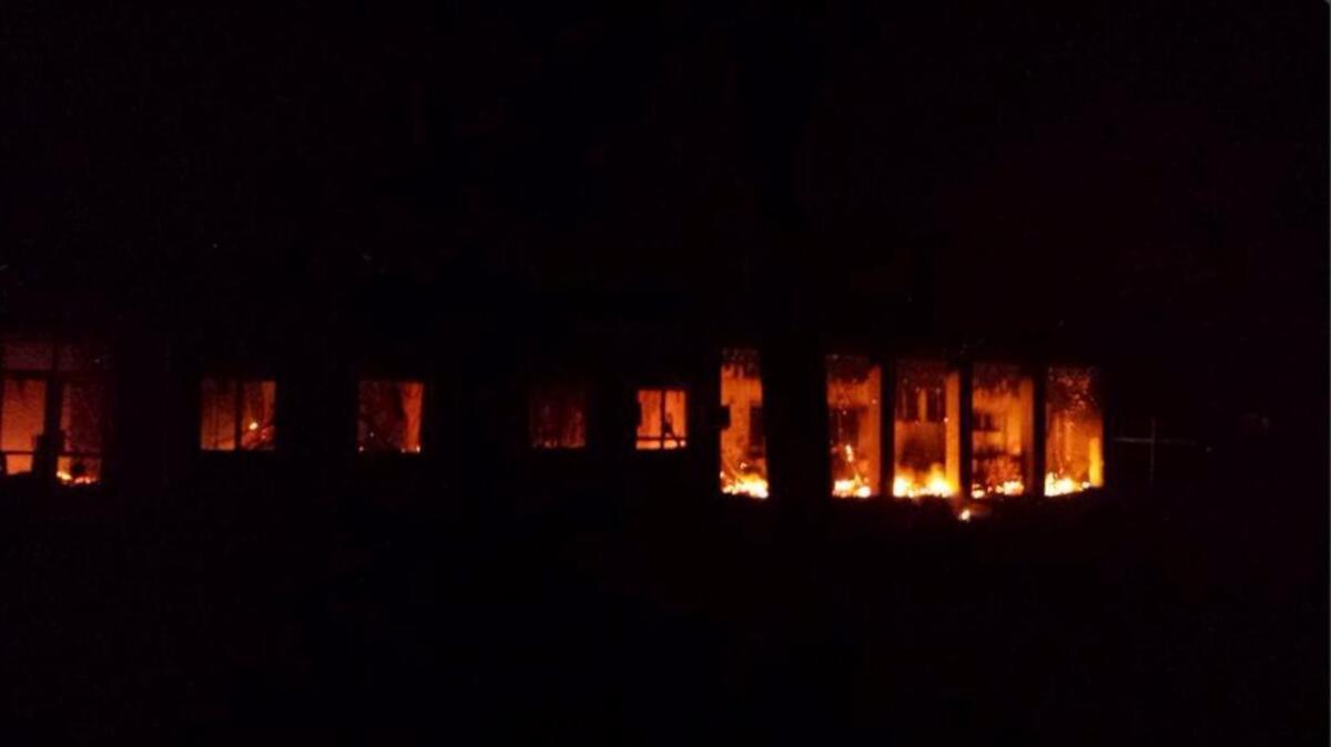 
The Doctors Without Borders hospital is in flames after a U.S. airstrike Saturday in the northern Afghan city of Kunduz. 
