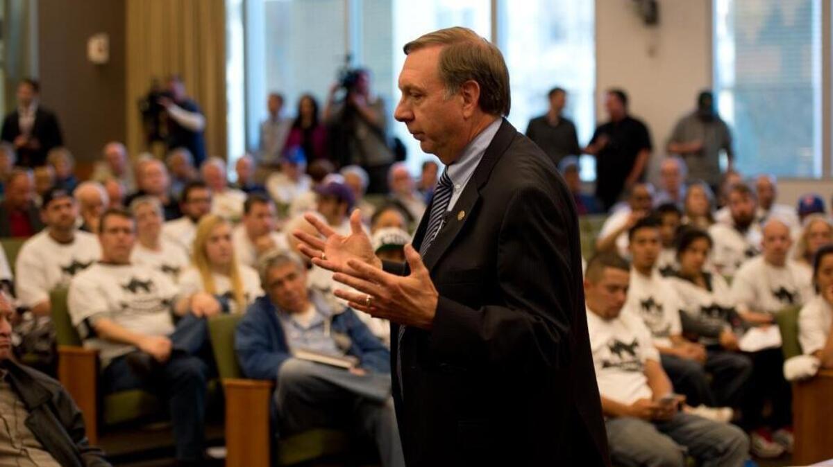 Sacramento City Manager John Shirey holds a question-and-answer session about the proposed arena in March 2013.
