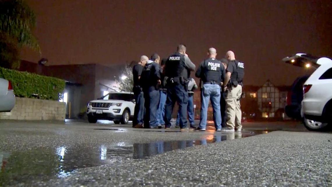 A U.S. Immigration and Customs Enforcement operation targets immigration fugitives in Los Angeles in Febrary.