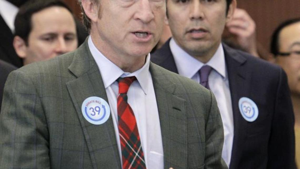 
Billionaire Tom Steyer was the main promoter of Proposition 39 of 2012. Sen. Kevin de León, right, was a major backer, too.
