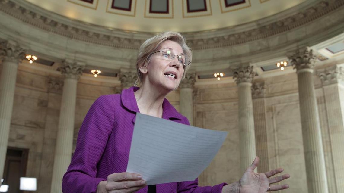 Sen. Elizabeth Warren, D-Mass., speaks Wednesday about being rebuked by Senate Republican Leader Mitch McConnell for her criticism of Sen. Jeff Sessions, R-Ala., who was confirmed as attorney general.