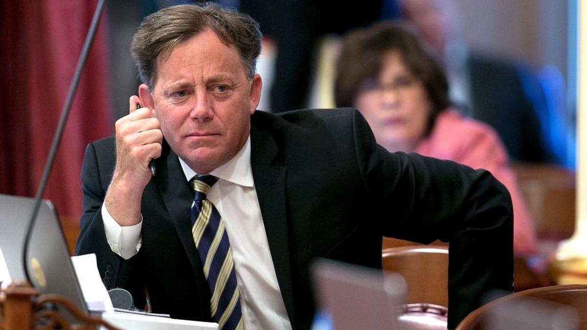 Sen. Josh Newman, D-Fullerton, listens as lawmakers at the Capitol debate a measure to change the rules governing recall elections.