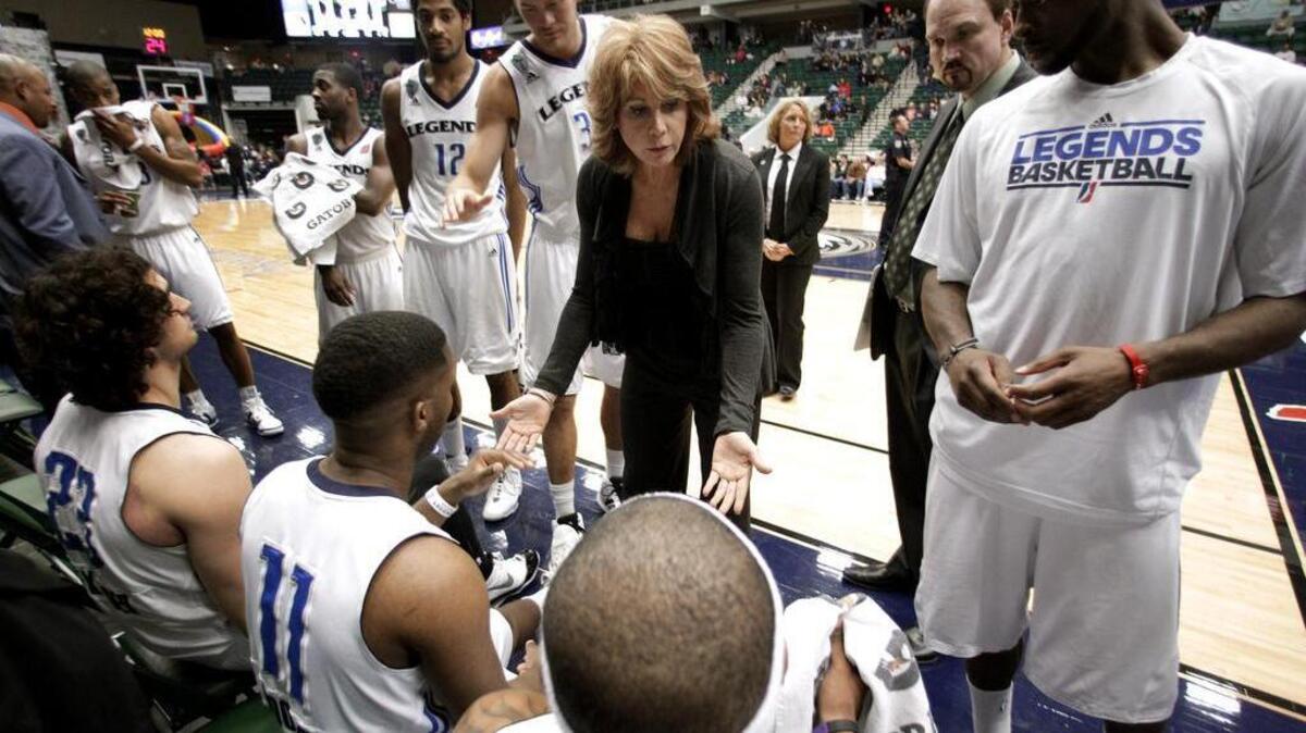 
Texas Legends coach Nancy Lieberman talks to players during an NBA Development League game in 2011.
