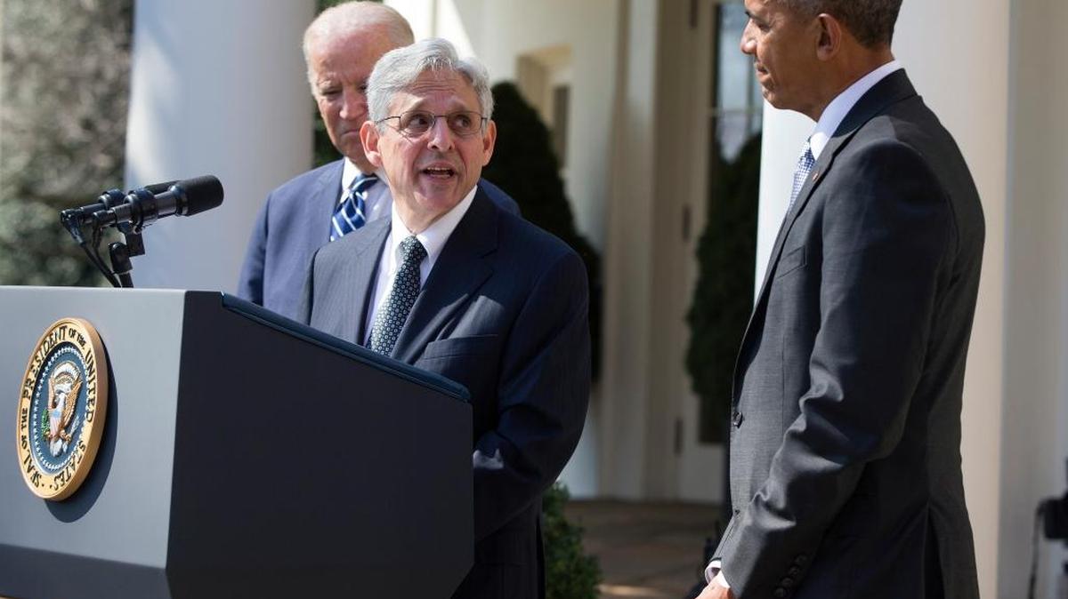 Judge Merrick Garland, center, was nominated in March for the Supreme Court but still has not received a vote from the U.S. Senate.