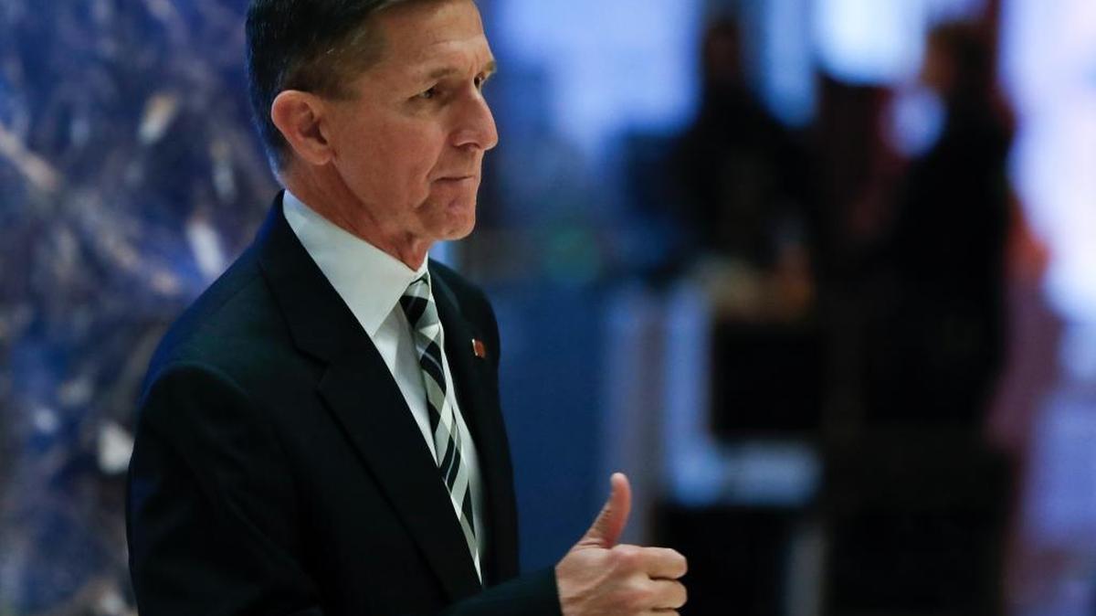 Retired Lt. Gen Michael Flynn, Donald Trump’s pick as national security adviser, arrives at Trump Tower in New York on Thursday.
