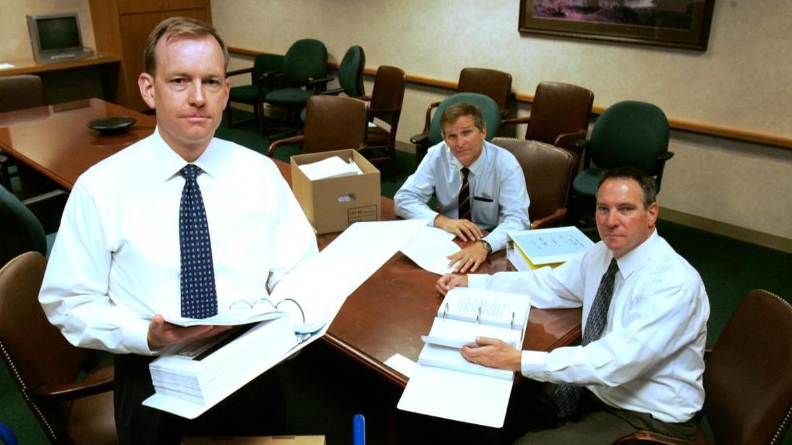 Sacramento attorney McGregor Scott, left, shown here in the midst of a prosecution during his years as the Eastern District’s U.S. Attorney for the George W. Bush administration, has been asked by President Donald Trump to return to his former job.