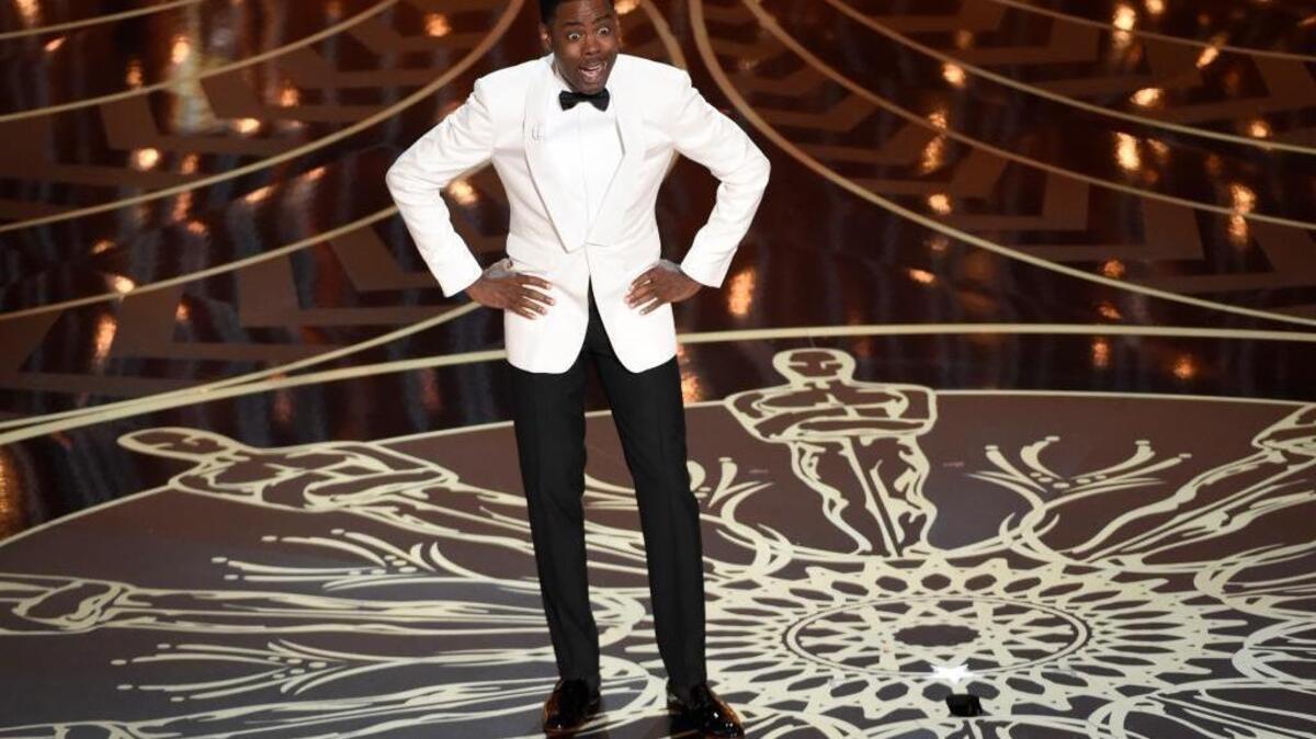 Host Chris Rock speaks at the Oscars on Sunday at the Dolby Theatre in Los Angeles.